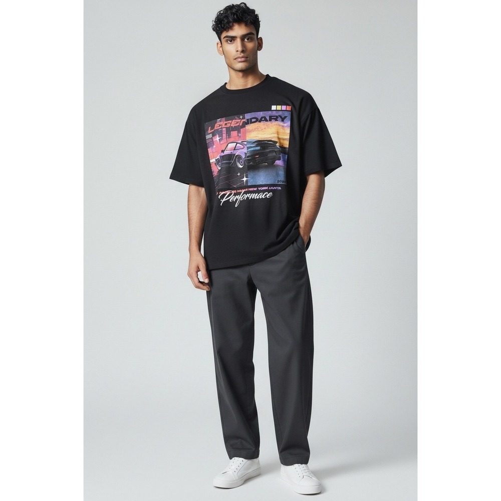 Popular Poison Mens Black Legendary Performance Car Graphic T-Shirt Small